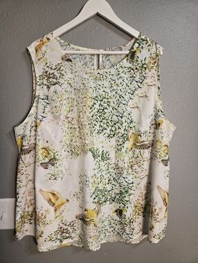 Dalia Bird Print Sleeveless Top Size 3X